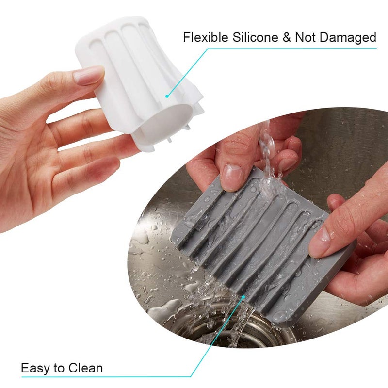 Summer Lemon 2PCS Soap Dish Holder, Premium Silicone Soap Dishes for Shower Bathroom Kitchen Sinksï¼Œ Soap Tray Saver Drainer, Self-draining Waterfall, Non-Slip Design, Easy Cleaning (White, Gray) - Image 3